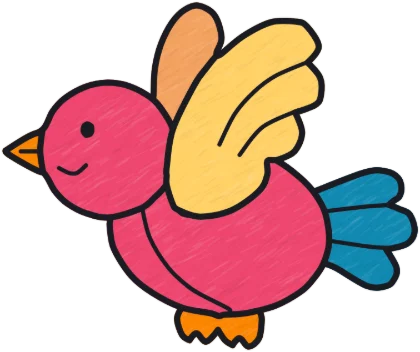A coloured-in bird from the game.