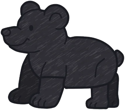 A coloured-in black bear from the game.