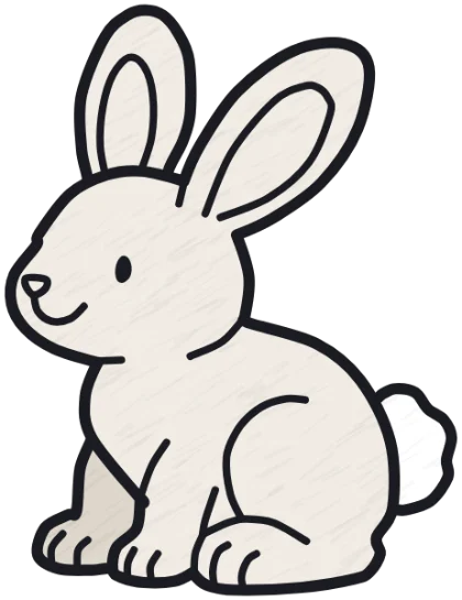 A coloured-in bunny from the game.