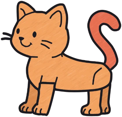 A coloured-in cat from the game.