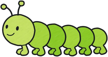 A coloured-in caterpillar from the game.