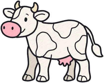 A coloured-in cow from the game.