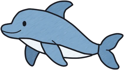 A coloured-in dolphin from the game.