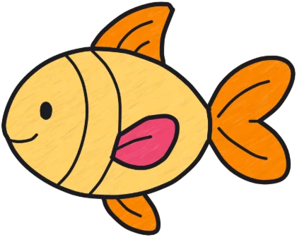 A coloured-in fish from the game.