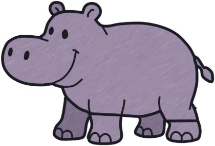A coloured-in hippo from the game.