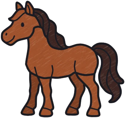 A coloured-in horse from the game.