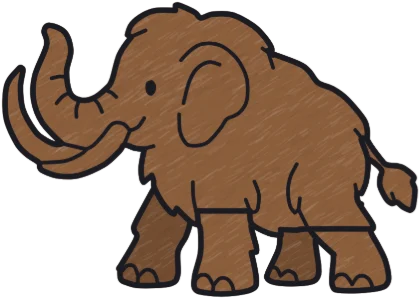A coloured-in woolly mammoth from the game.