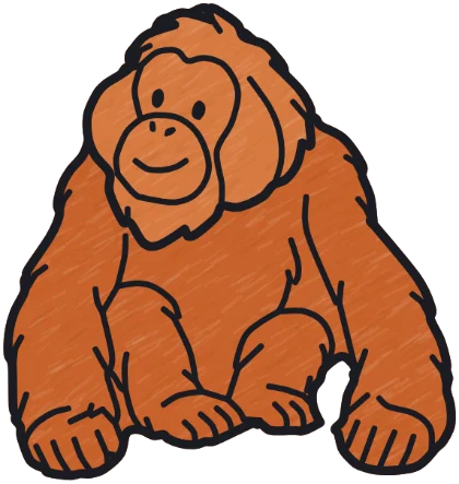 A coloured-in orangutan from the game.