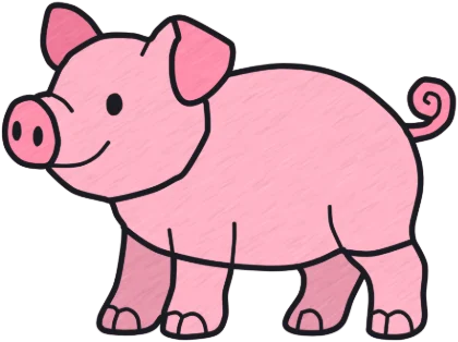 A coloured-in pig from the game.