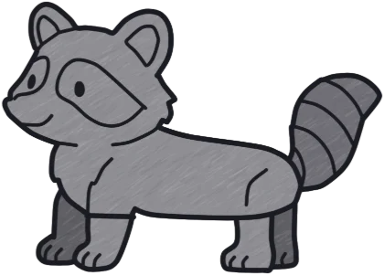 A coloured-in raccoon from the game.