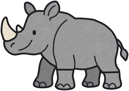 A coloured-in rhino from the game.