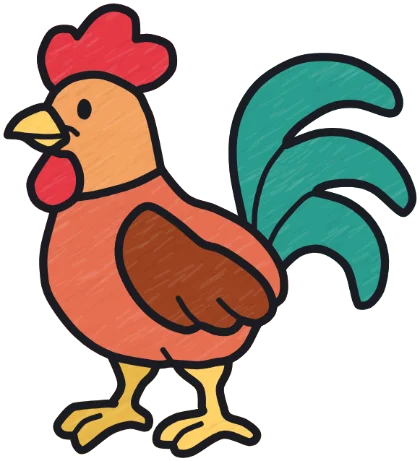 A coloured-in rooster from the game.