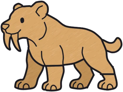 A coloured-in sabre-toothed cat from the game.