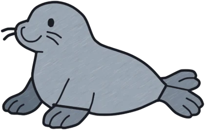 A coloured-in seal from the game.