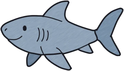 A coloured-in shark from the game.
