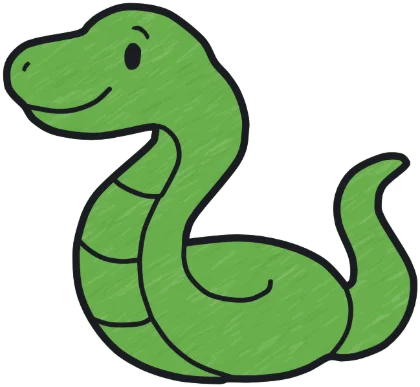 A coloured-in snake from the game.