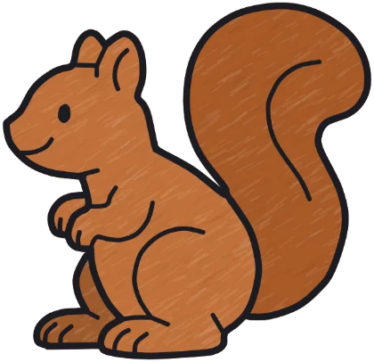 A coloured-in squirrel from the game.