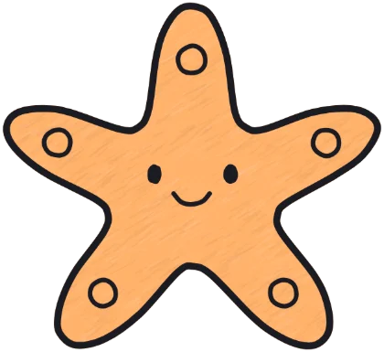 A coloured-in starfish from the game.