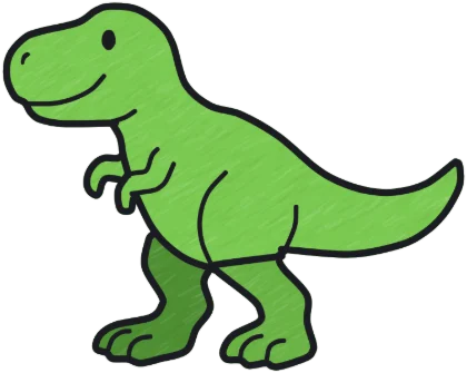 A coloured-in t. rex from the game.