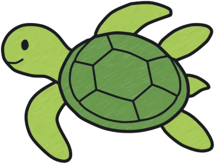 A coloured-in sea turtle from the game.