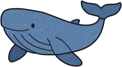 A coloured-in blue whale from the game.