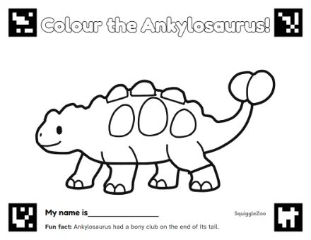 The ankylosaurus colouring sheet.