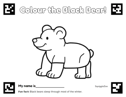 The black bear colouring sheet.