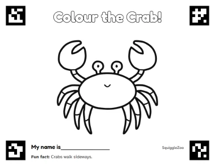 The crab colouring sheet.