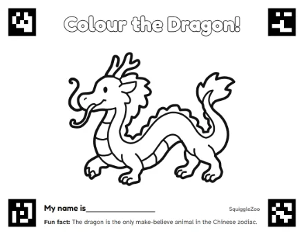 The dragon colouring sheet.