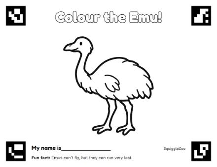 The emu colouring sheet.