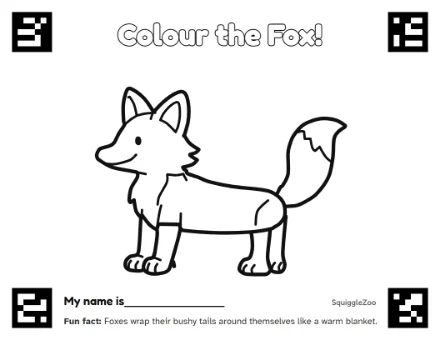 The fox colouring sheet.