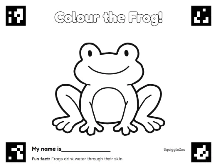 The frog colouring sheet.