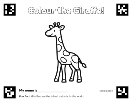 The giraffe colouring sheet.