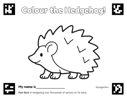 The hedgehog colouring sheet.