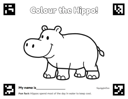 The hippo colouring sheet.