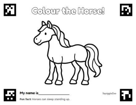 The horse colouring sheet.