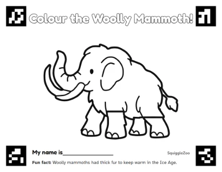 The woolly mammoth colouring sheet.