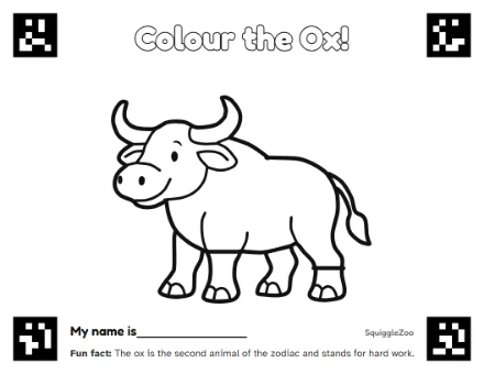 The ox colouring sheet.