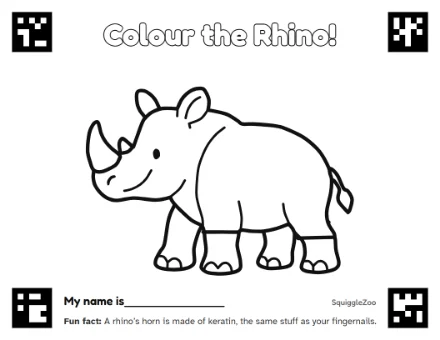 The rhino colouring sheet.