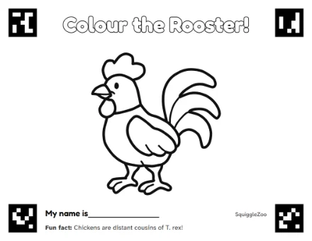 The rooster colouring sheet.