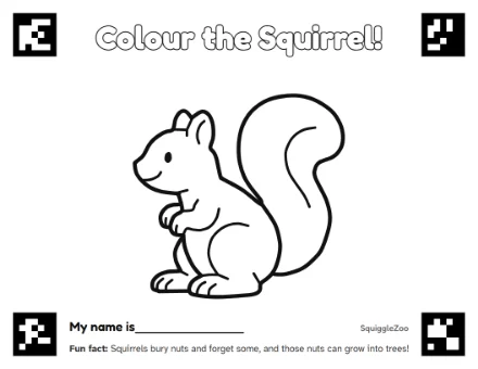 The squirrel colouring sheet.