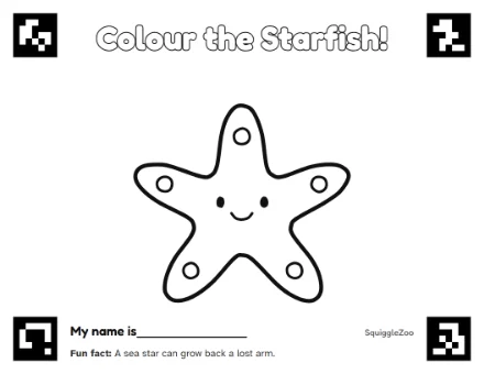The starfish colouring sheet.