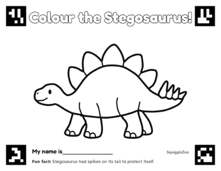 The stegosaurus colouring sheet.