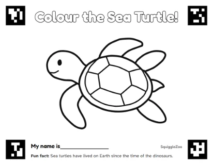 The sea turtle colouring sheet.
