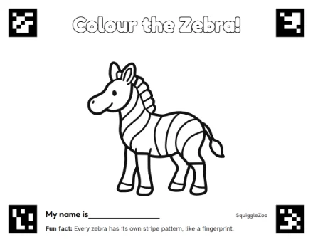The zebra colouring sheet.